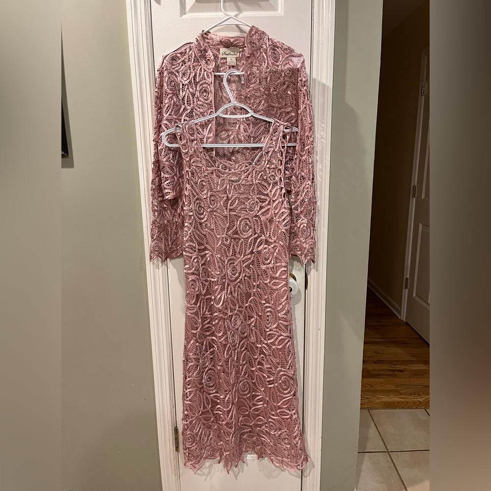 Soulmates 2 pieces 100% Silk Handcrafted Mandarin Collar Blazer and Dress M bin5